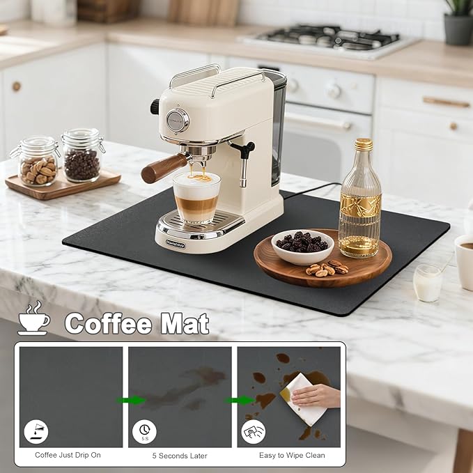 Dish Drying Mat & Coffee Mat for Kitchen Counter, Absorbent Microfiber - Image 3
