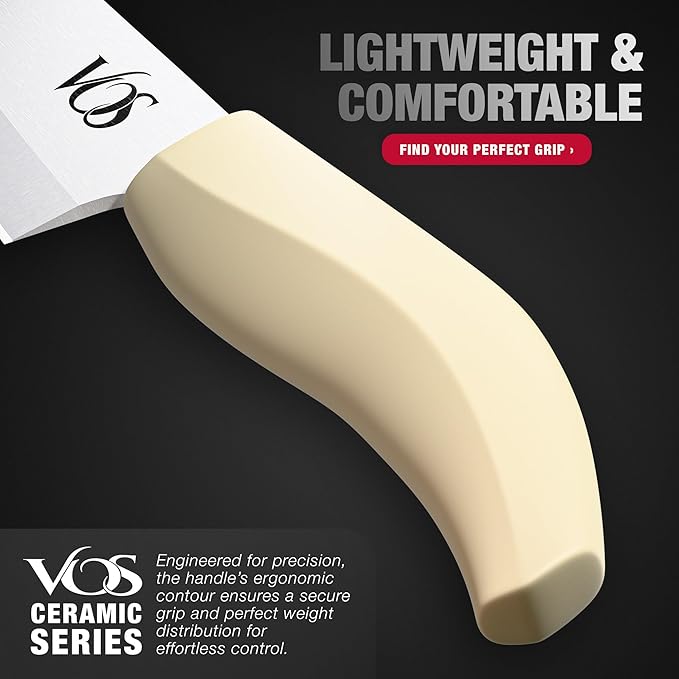 Vos ceramic knives set for kitchen in gift box, 5 ceramic knife