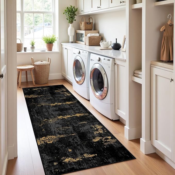 Washable Area Rugs 2'x6' Non-Slip Modern Abstract Soft - Image 3