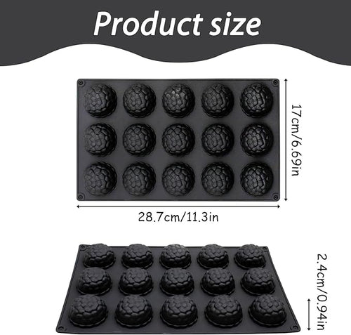 15-Cavity Silicone Baking Mold, Raspberry Shape, 11.3 x 6.69 in, - Image 2