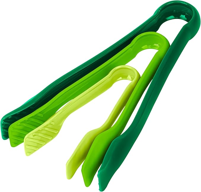 DecorRack 3 Pcs 6” x 8” x 10” Multi Colored Plastic Tong Set, 3 Pack Durable by DecorRack