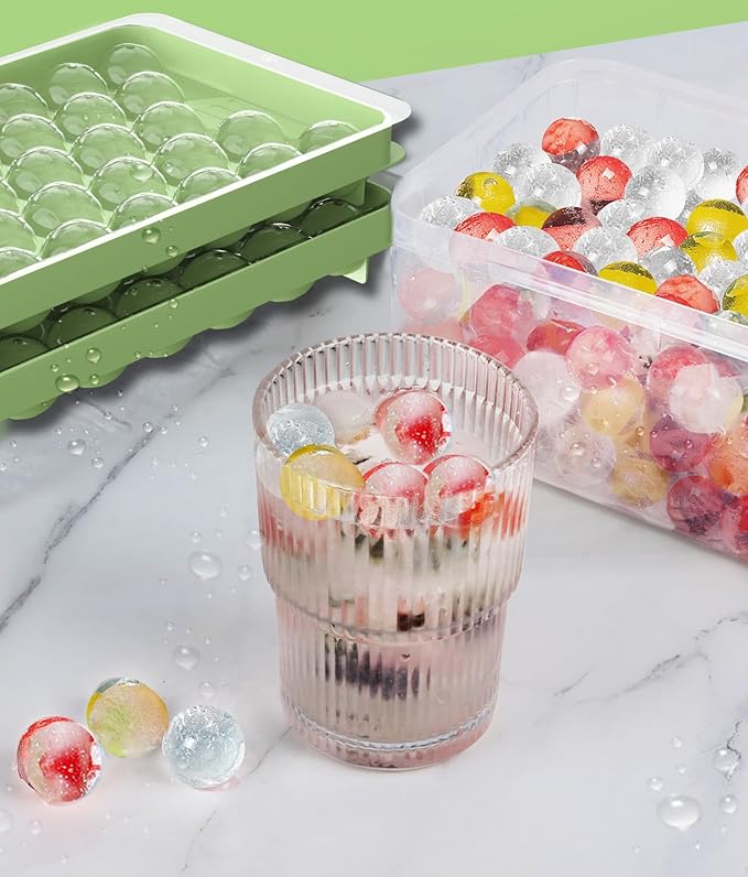 Ice Cube Tray with Lid and Bin, Ice Tray, 62 Round Ice Trays - Image 6