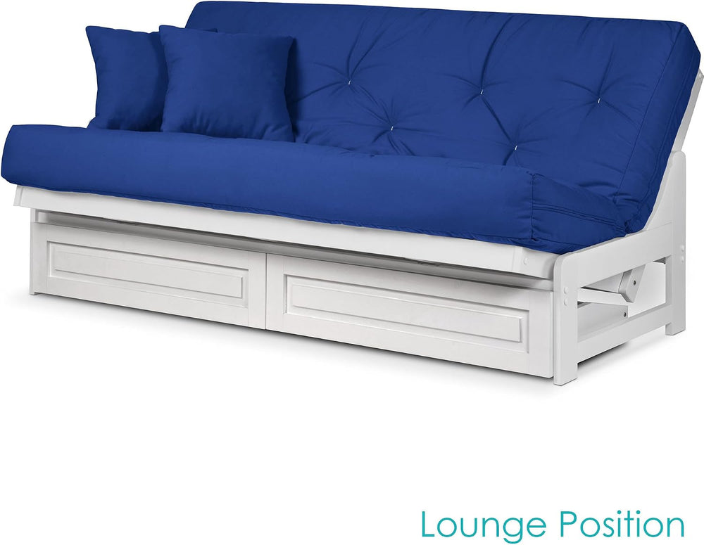 Nirvana Futons Arden Armless White Wood Futon with Bottom Drawers (Frame Only...