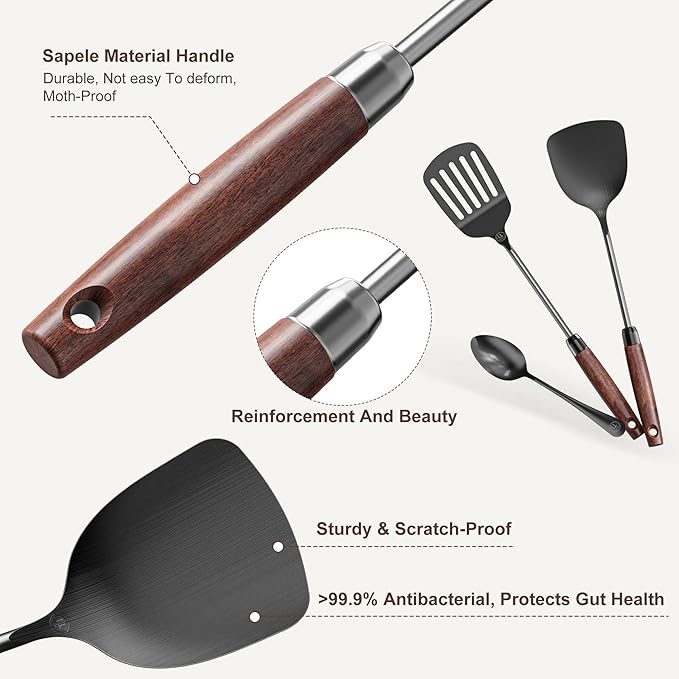 Titanium Spatula Set of 3 for Kitchen, Kitchen Utensil Set Pure Titanium - Image 3