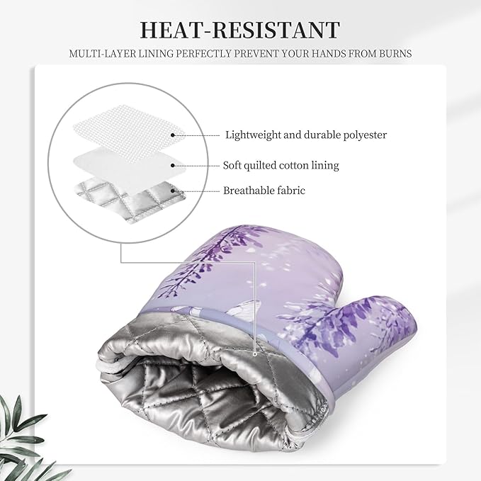 Oven Mitts and Pot Holders Lavender Butterfly Light Purple Flower Silicone - Image 4