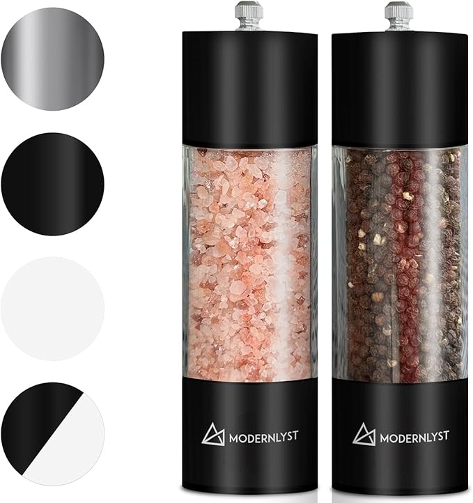 Manual Salt and Pepper Grinder Set of 2 | Large Round Salt and Pepper Shakers - Image 8