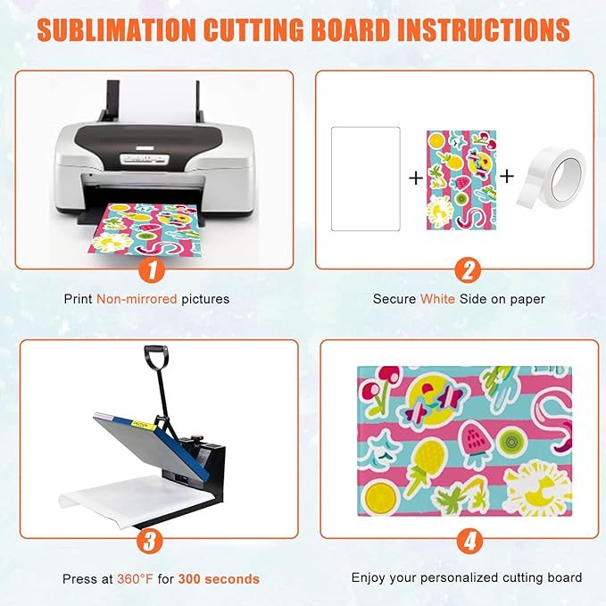 6Pcs Sublimation Cutting Board Blanks, 11x8 Inch Tempered Glass Sublimation - Image 4