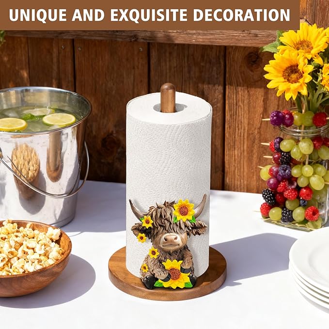 Highland Cow Paper Towel Holder, Cute Highland Cow Decor - Image 2