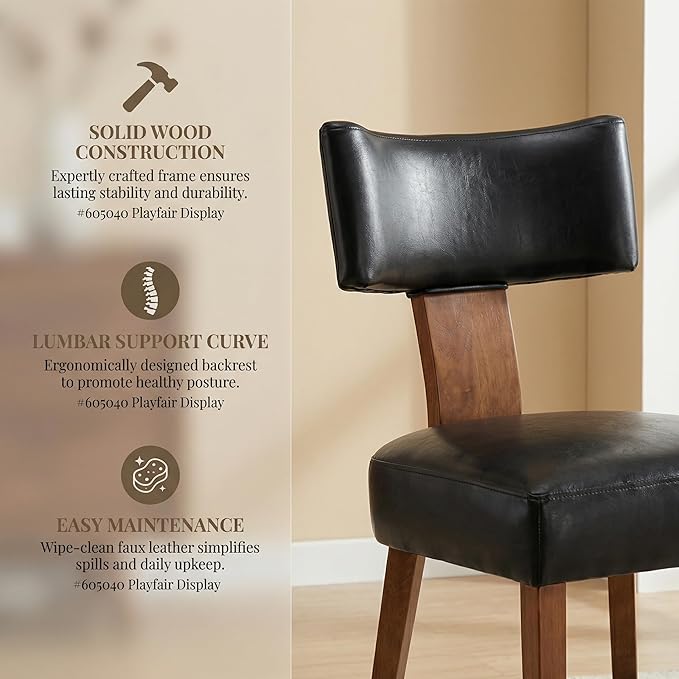 HNY Mid Century Modern Dining Chairs Set of 4, Farmhouse PU Leather Upholster...