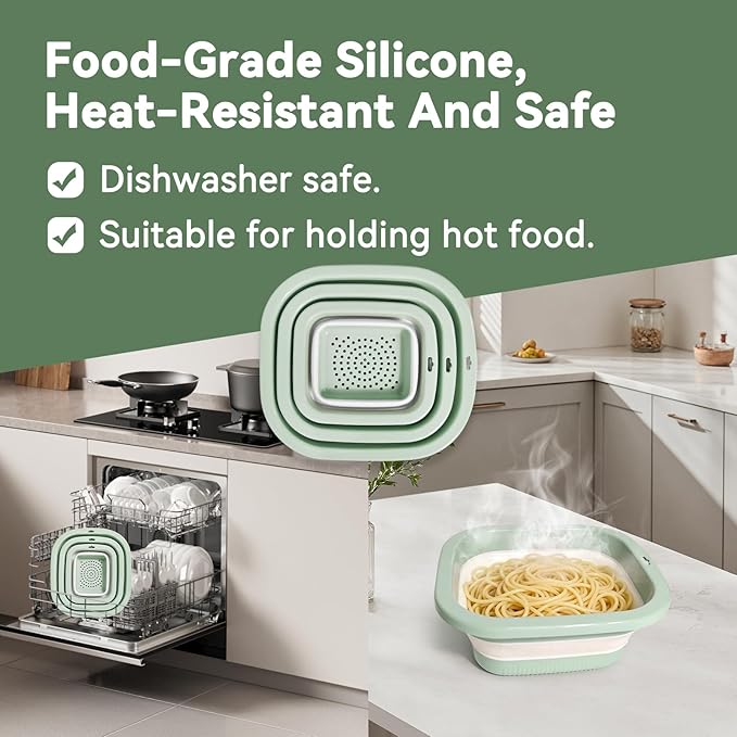 3 Sets 2 in 1 Collapsible Colander and Sink Basin - Image 7