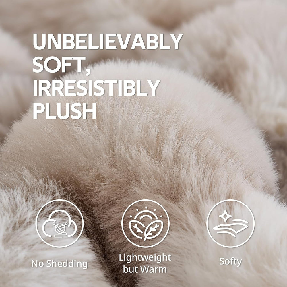 Fluffy Faux Fur Bubble Throw Blanket, 50'' x 60'', Tie-Dye Brown