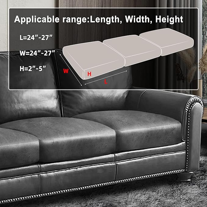 Leather Look Couch Cushion Covers Sofa Seat Slipcovers Sets Couches Furniture - Image 3