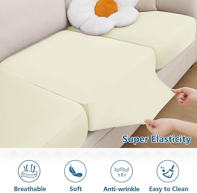 hyha Milk Silk Couch Cushion Covers, Soft Magic Sofa Covers Washable - Image 6