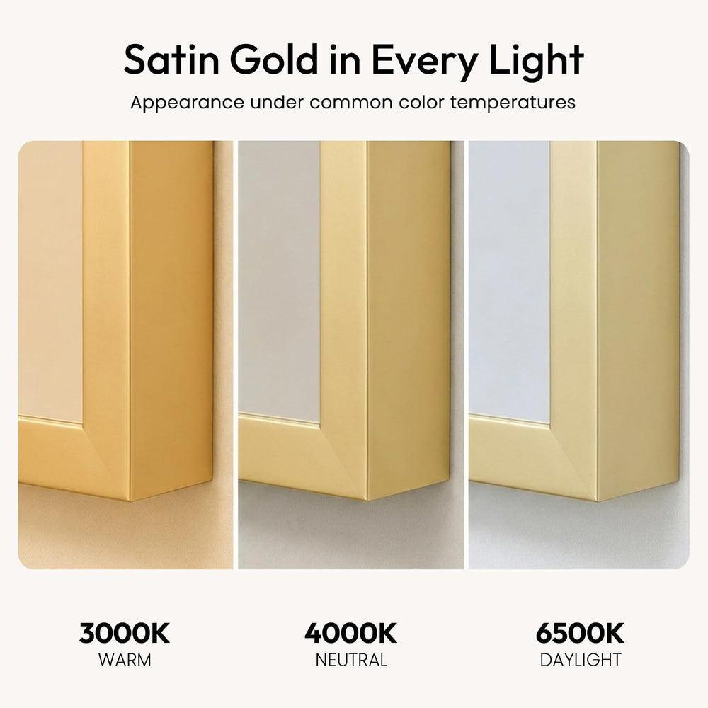 36x36 Inch Satin Gold Square Bathroom Vanity Wall Mirror