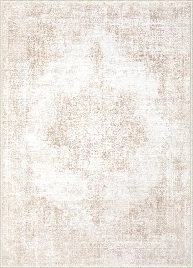 Area Rug 10x14 Vintage Rugs: Large Washable Living Room Rug Retro Medallion - Image 9