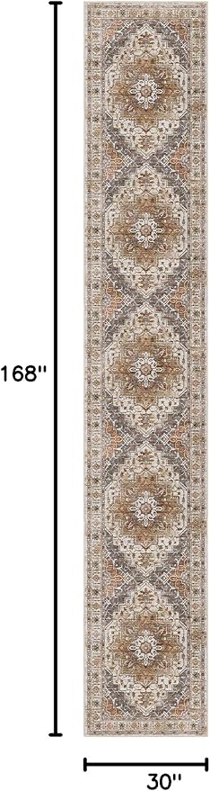 Madane Hallway Runner Rug 2'6''x14', Non Slip Vintage Runners - Image 2