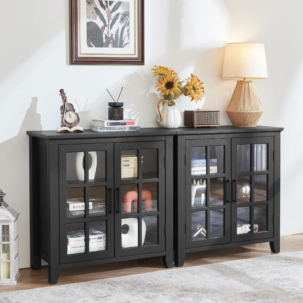 Joaxswe Large Sideboard Buffet Cabinet with Storage, 32" Black Farmhouse...