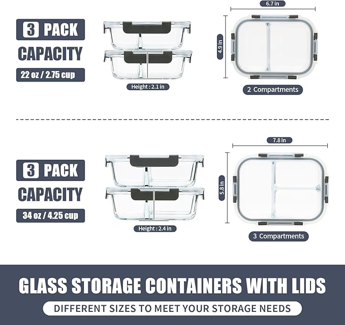 GULFLIN 2 & 3 Compartment Meal Prep Containers - Image 2
