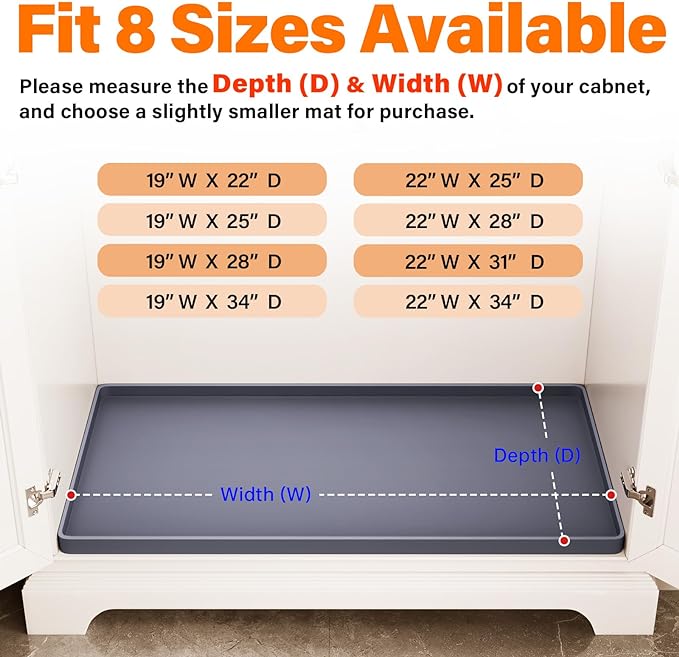 FLATO Waterproof Under Sink Mat 34" x 22" Shelf Liner - Image 5