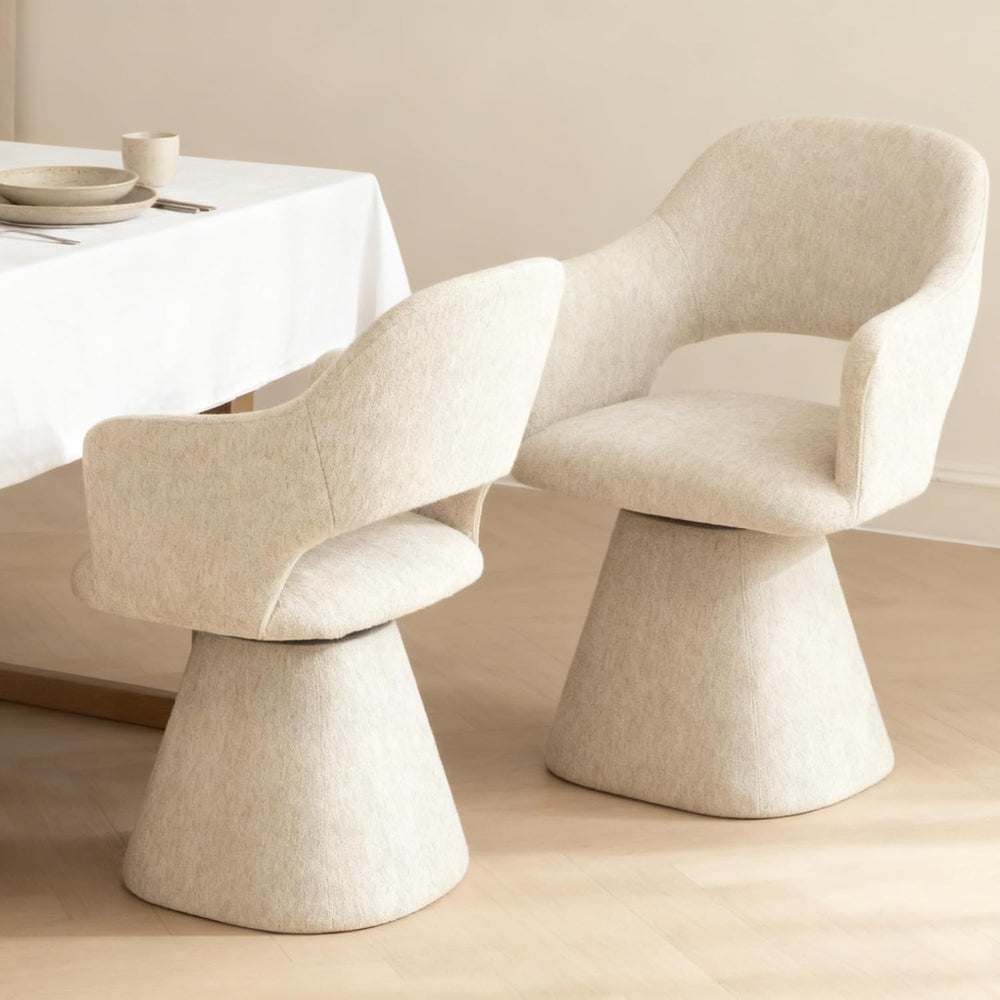 Hyfirm Swivel Dining Chair with Arms, Beige Chenille, 1PC