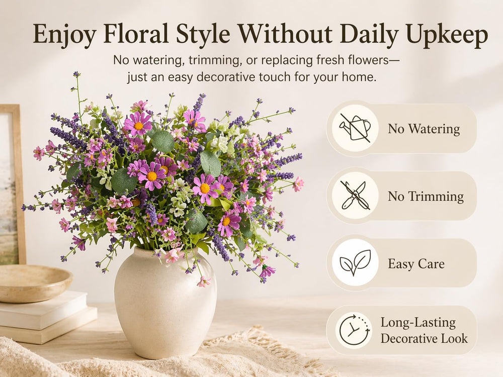 20" Artificial Flowers Bouquet for Vase Indoor, 6 stem Faux Silk Daisies...
