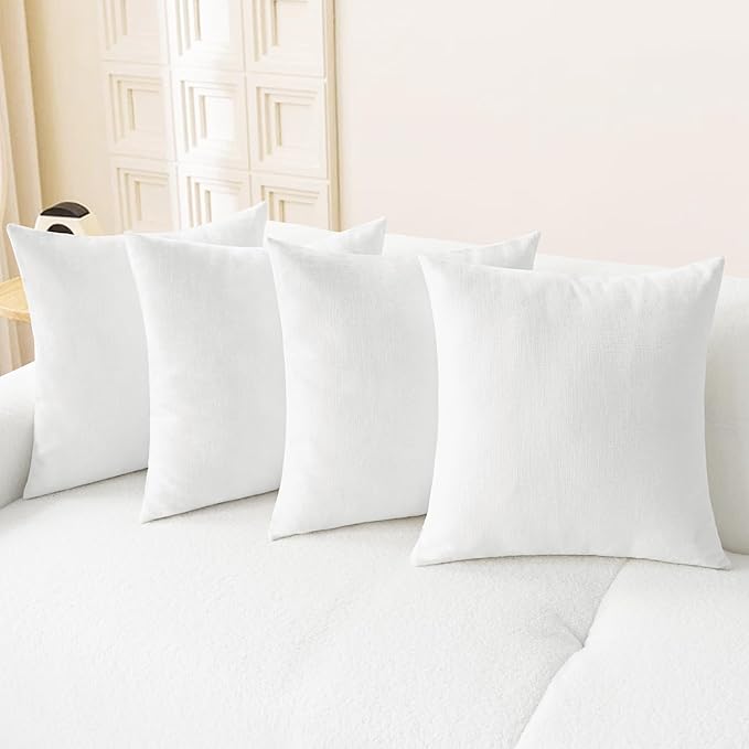 CaliTime Throw Pillow Covers Decorative 18 X 18 Inches Pack of 4 Cozy Chenille by CaliTime