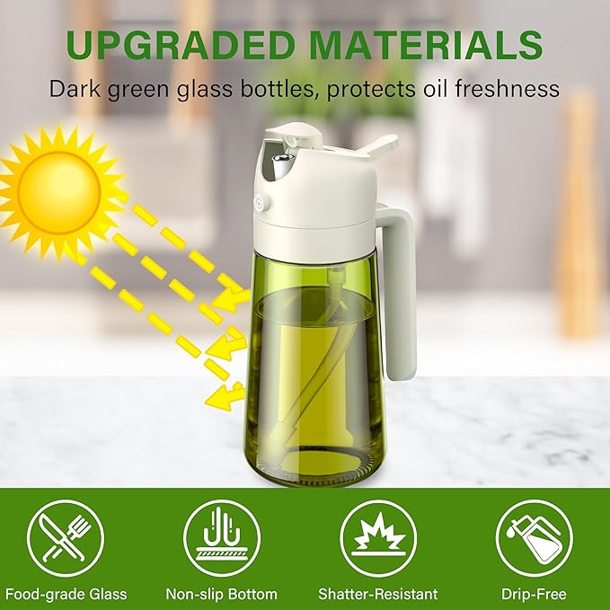 Vakoo Oil Sprayer for Cooking, 2 in 1 Oil Dispenser for Kitchen, 16oz/470ml - Image 2