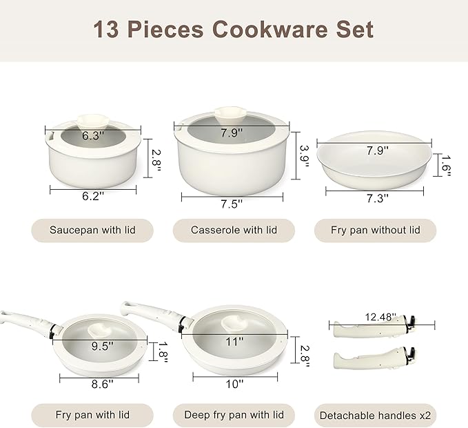 13 Pcs Pots and Pans Set, Nonstick Cookware Set - Image 2
