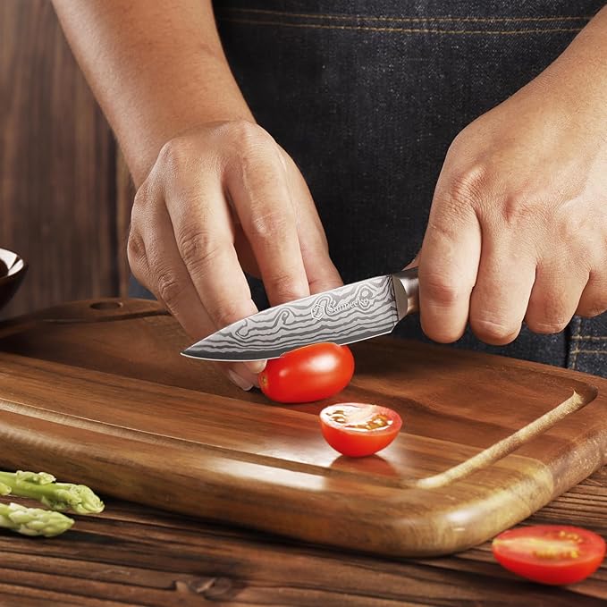 Sunnecko Small Kitchen Knife 3.5 Inch Paring Knife High Carbon Stainless Steel - Image 5