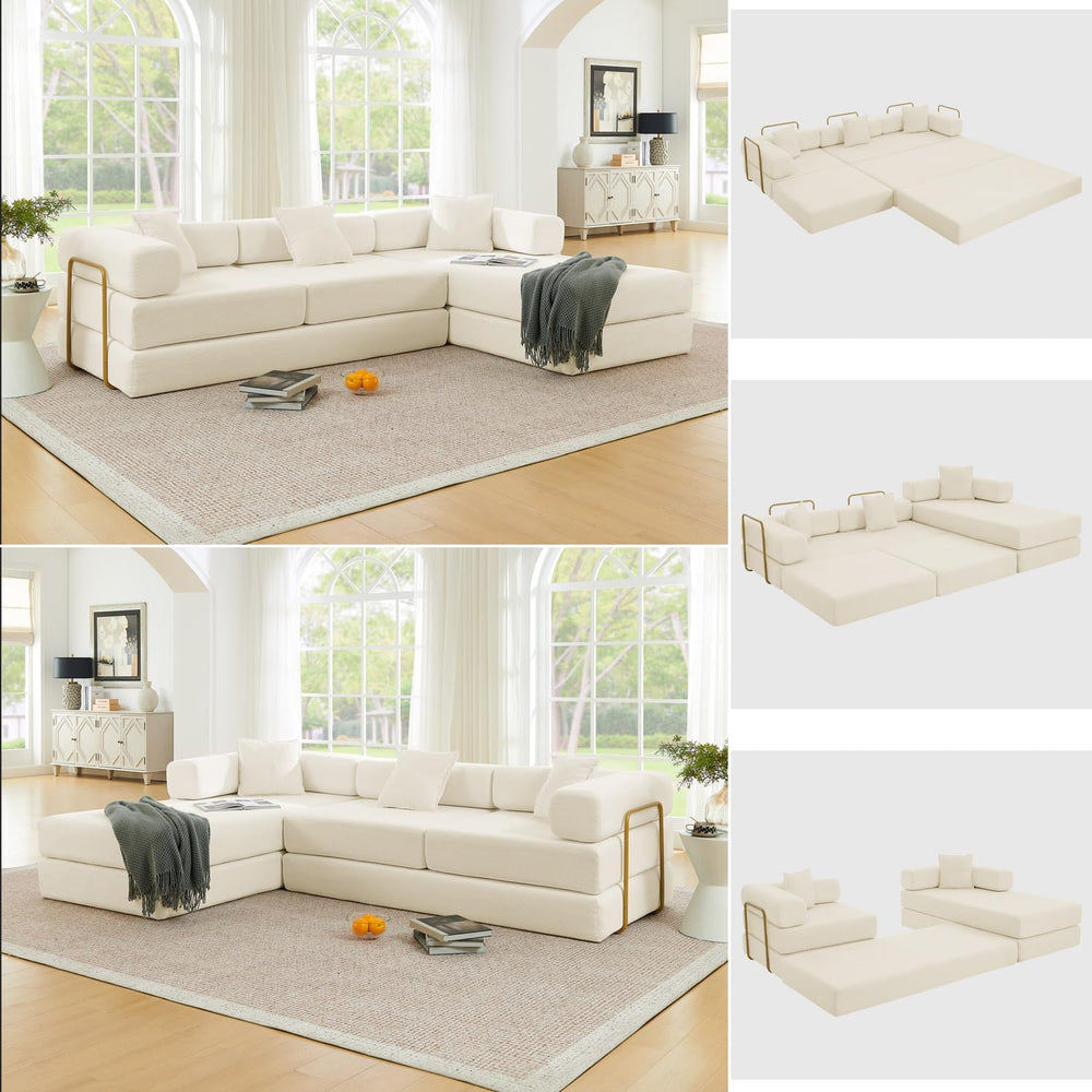 HANXIN 108'' Futon Sleeper Sofa Bed, Boneless Couch for Living Room, ...