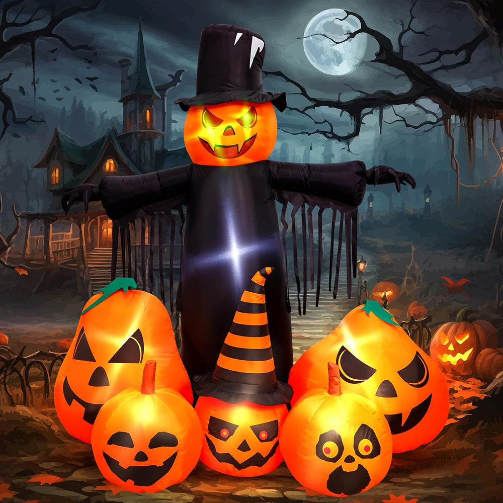 Max Fun 7FT Halloween Inflatables Pumpkin Decorations with LED Build-in Hallo...