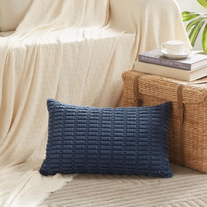 Fancy Homi 4 Packs Dusty Blue Decorative Throw Pillow Covers 12x20 Inch - Image 2