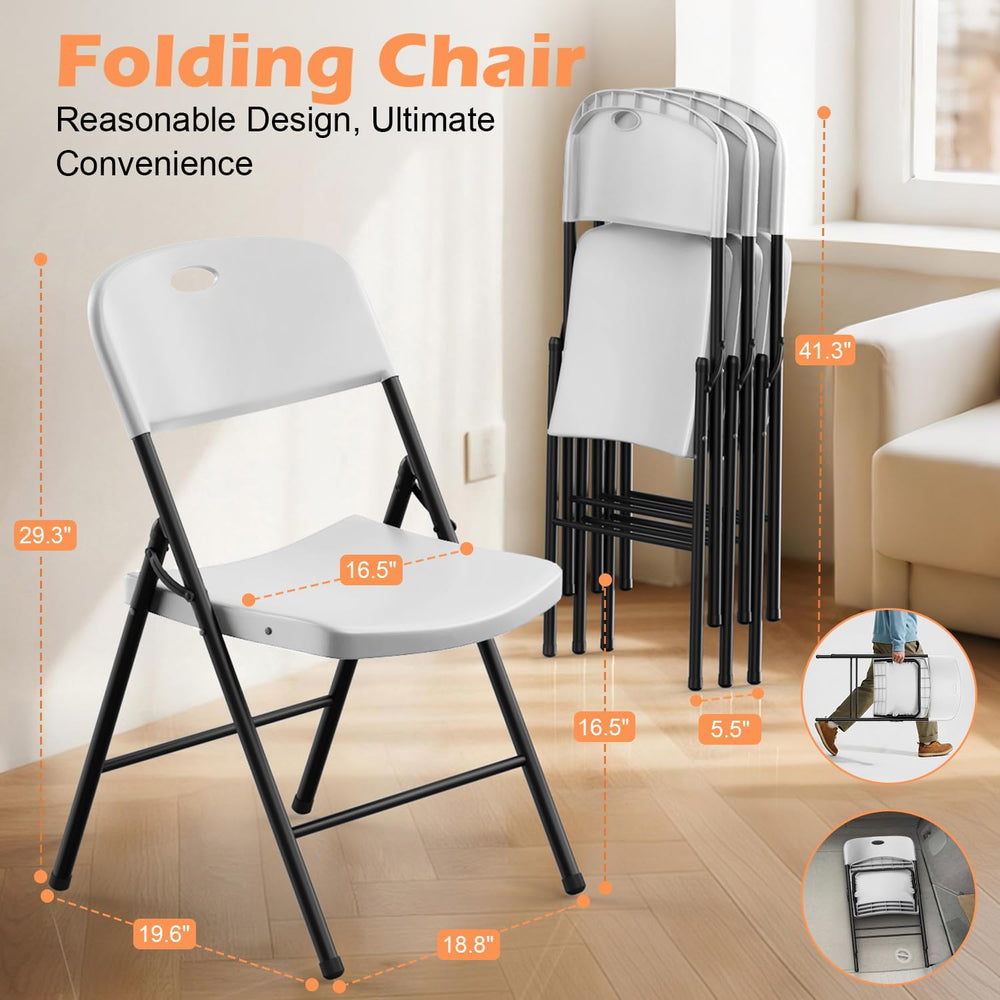 VTOY Heavy Duty Folding Chairs, 450 lbs Capacity Stackable Plastic Chairs, Du...