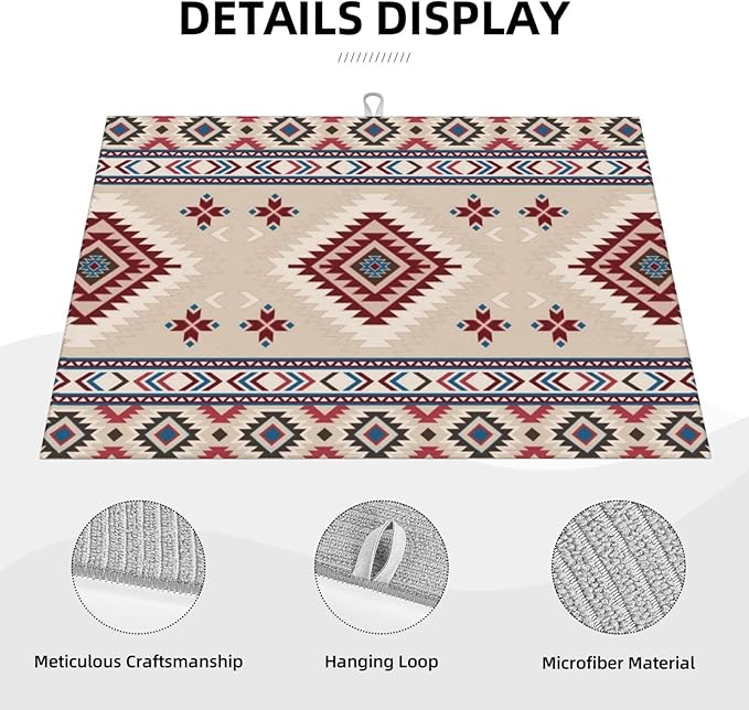Rustic Ethnic African Dish Drying Mat Vintage Tribal Aztec Southwestern Drying - Image 2