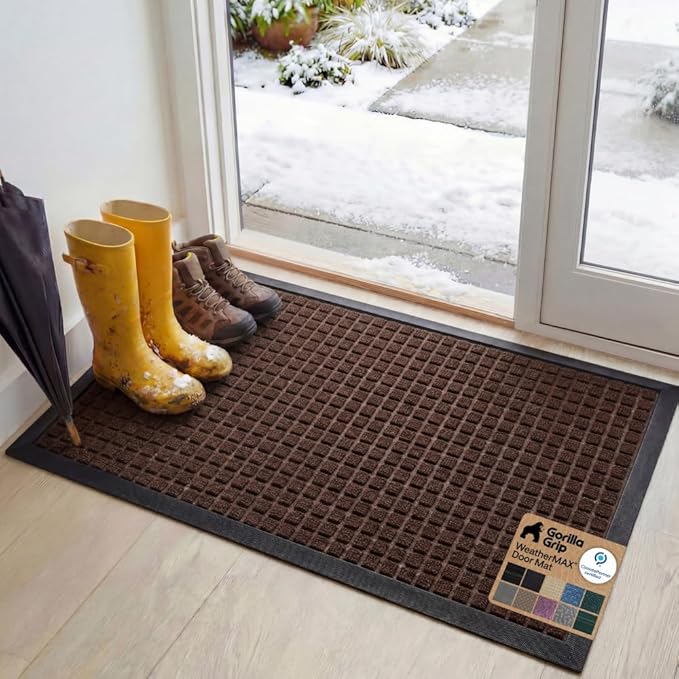 GORILLA GRIP 100% Waterproof All-Season WeatherMAX Doormat, US Designed Natural by GorillaGrip