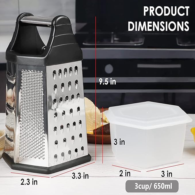 Box Grater, Cheese Grater Shredder Stainless Steel - Image 6