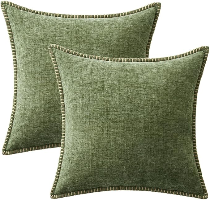 MIULEE Pack of 2 Couch Throw Pillow Covers 16x16 Inch Sage Green Farmhouse - Image 6