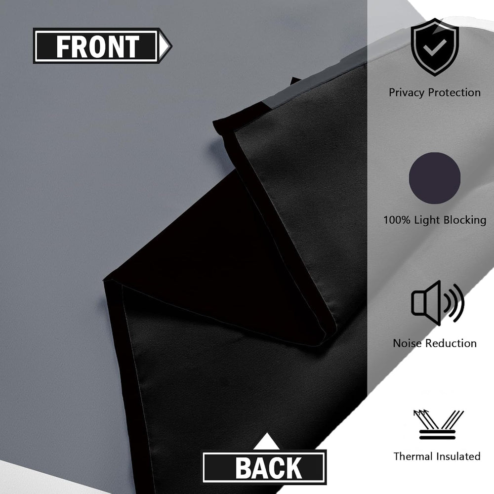 Tyrot Black White Grey Blackout Curtains for Bedroom Living Room 84 inch