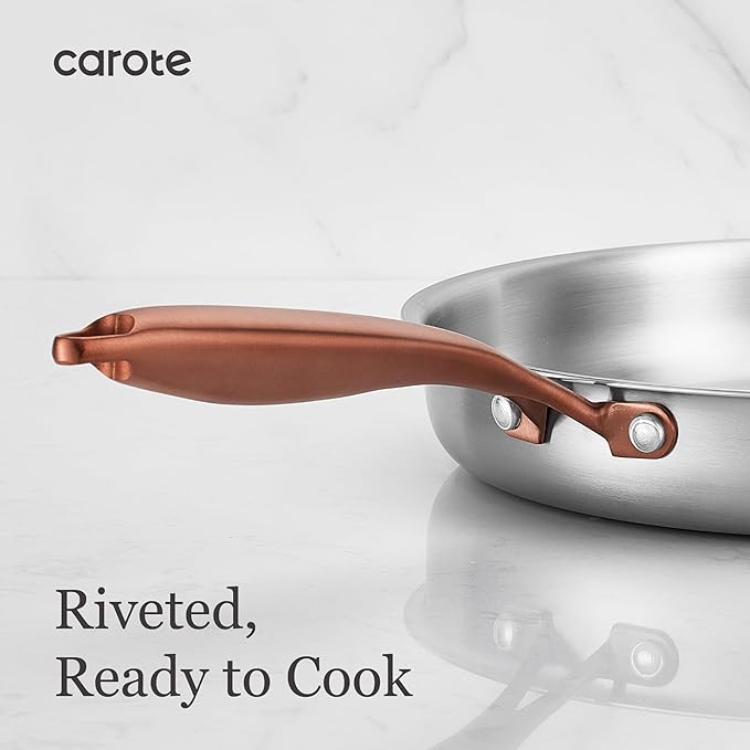 CAROTE 3-Piece Tri-Ply Stainless Steel Frying Pan Set, Skillet Set 8"/10"/12" - Image 7