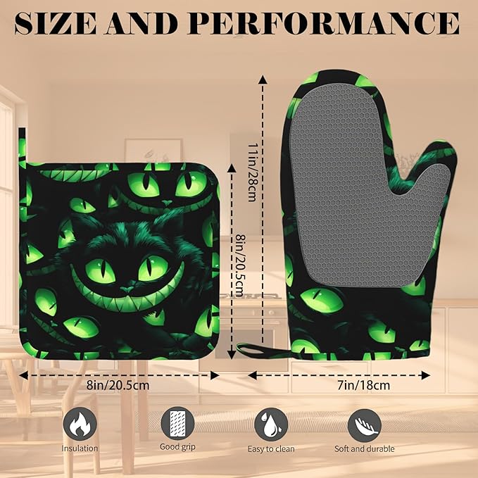Halloween Ghost Face Heat-Resistant Oven Mitts and Pot Holder Smile Face - Image 3