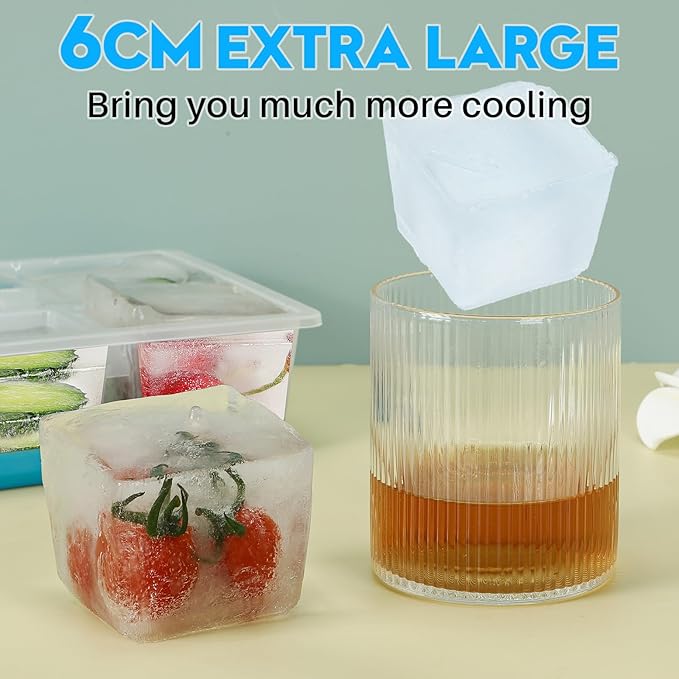 Ice Cube Trays 2 Pack, JRISBO Large Silicone Ice Cube Molds - Image 4