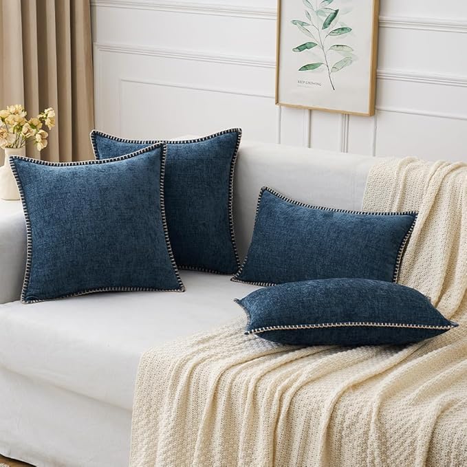 MIULEE Pack of 2 Couch Throw Pillow Covers 12x20 Inch Dark Blue Farmhouse - Image 5
