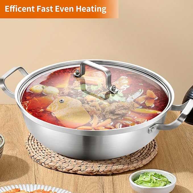 Delarlo Tri-Ply Stainless Steel Hot Pot 14 inch Everyday pan - Image 4