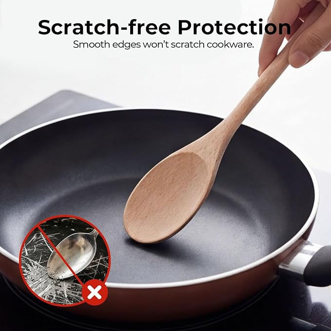 HANSGO 10 Inch Wooden Spoons for Cooking, Heat Resistant, Non-Scratch for - Image 4