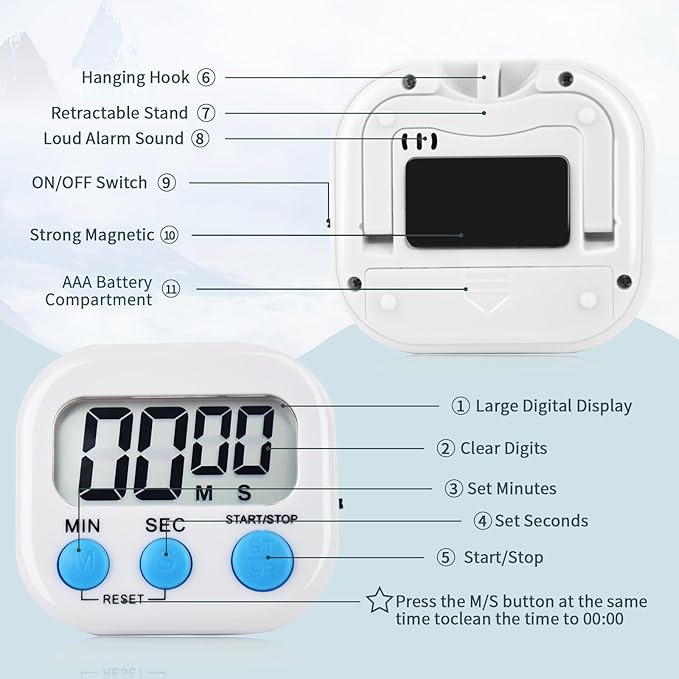 4 Pack Digital Kitchen Timer Magnetic Digital Timer - Image 4