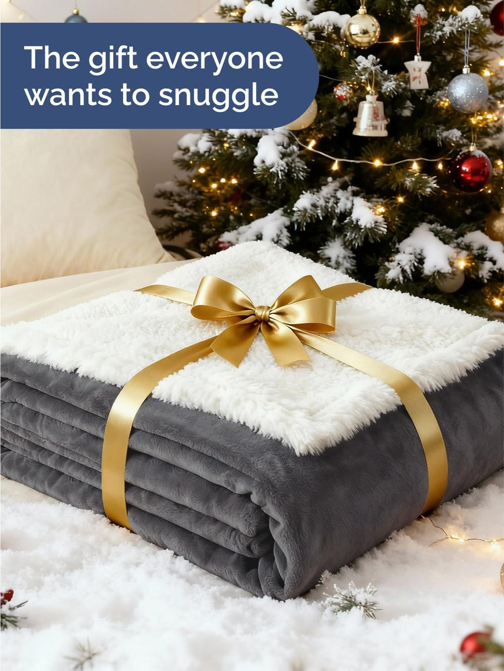 Sherpa Fleece Blanket Queen - Reversible Blanket - Dark Grey, 90" x 90&q...