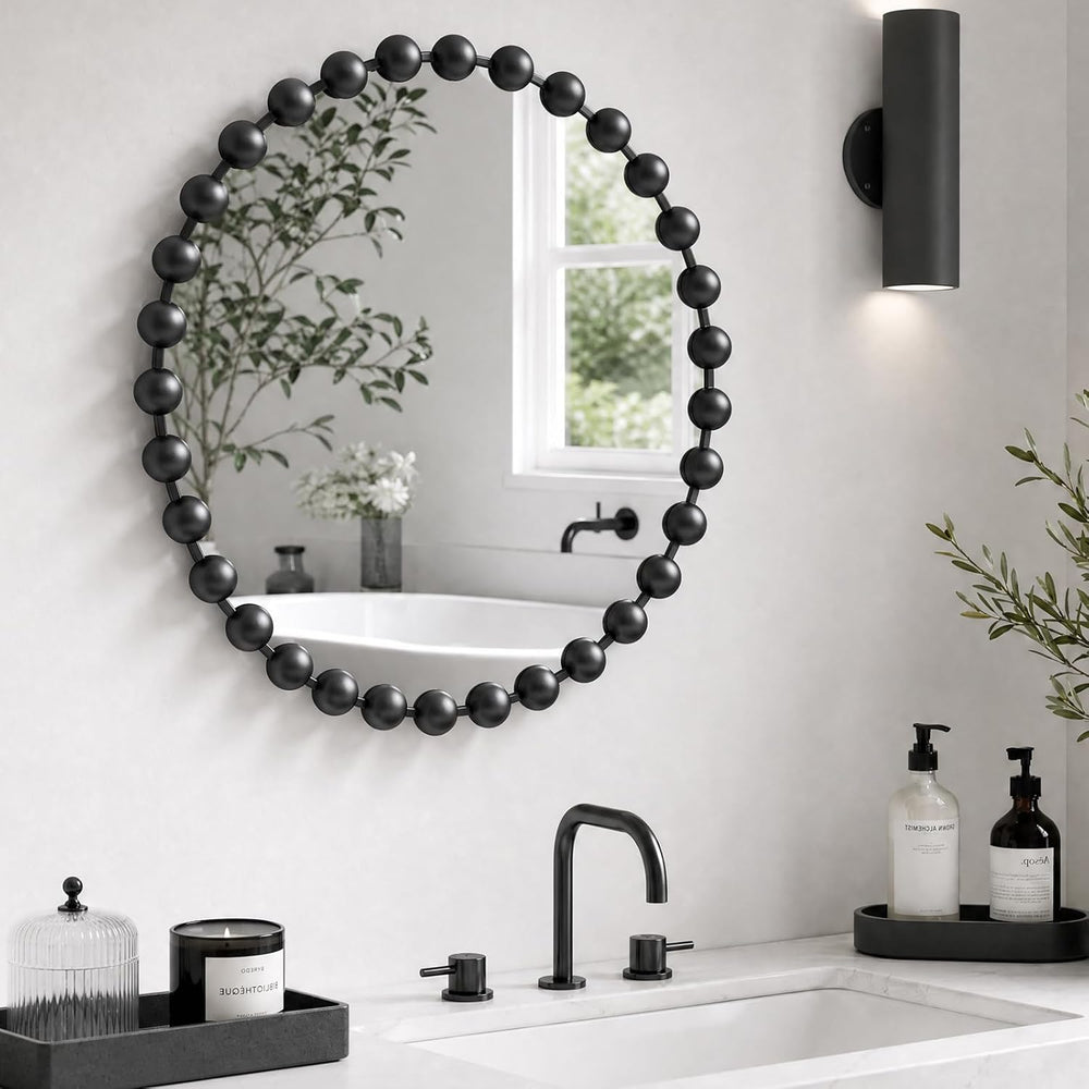 Madison Park 36 inch Black Round Mirror, Round Mirrors for Wall Decor, Metal ...
