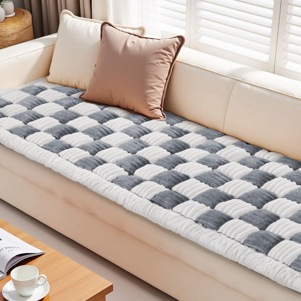 Dog Couch Cover Protector For Couches, Quilted Washable Non-Slip, Blue Gray | Couch Covers For Dogs, Couch Cover Checkered, PP Cotton Filling, Machine Washable for Sofa, Window Seat and Floor