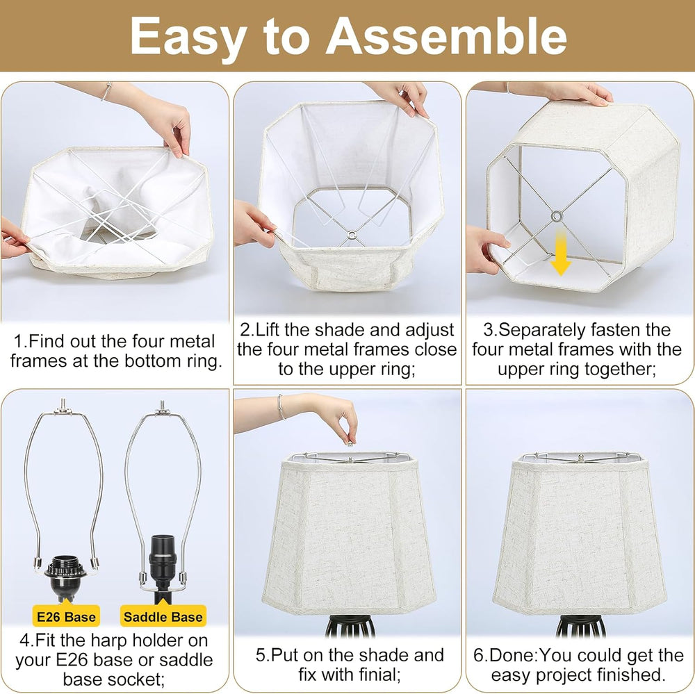 Rectangle Lamp Shades Set of 2, 10.5" x 10"x 13" Medium Cut Co...