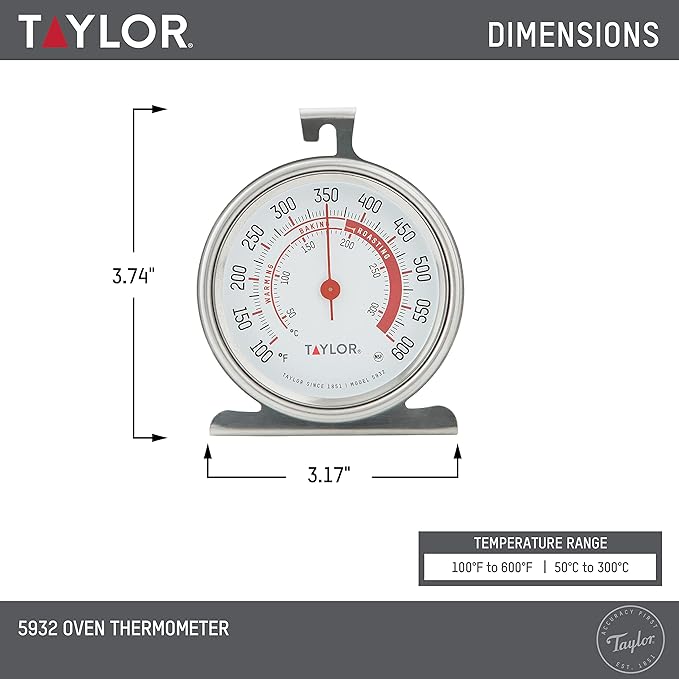 Taylor 5932 Large Dial Oven Thermometer 2 Pack, 3.25 Inch Stainless Steel - Image 3
